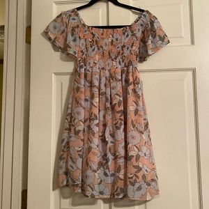 Floral off the shoulder smocked dress